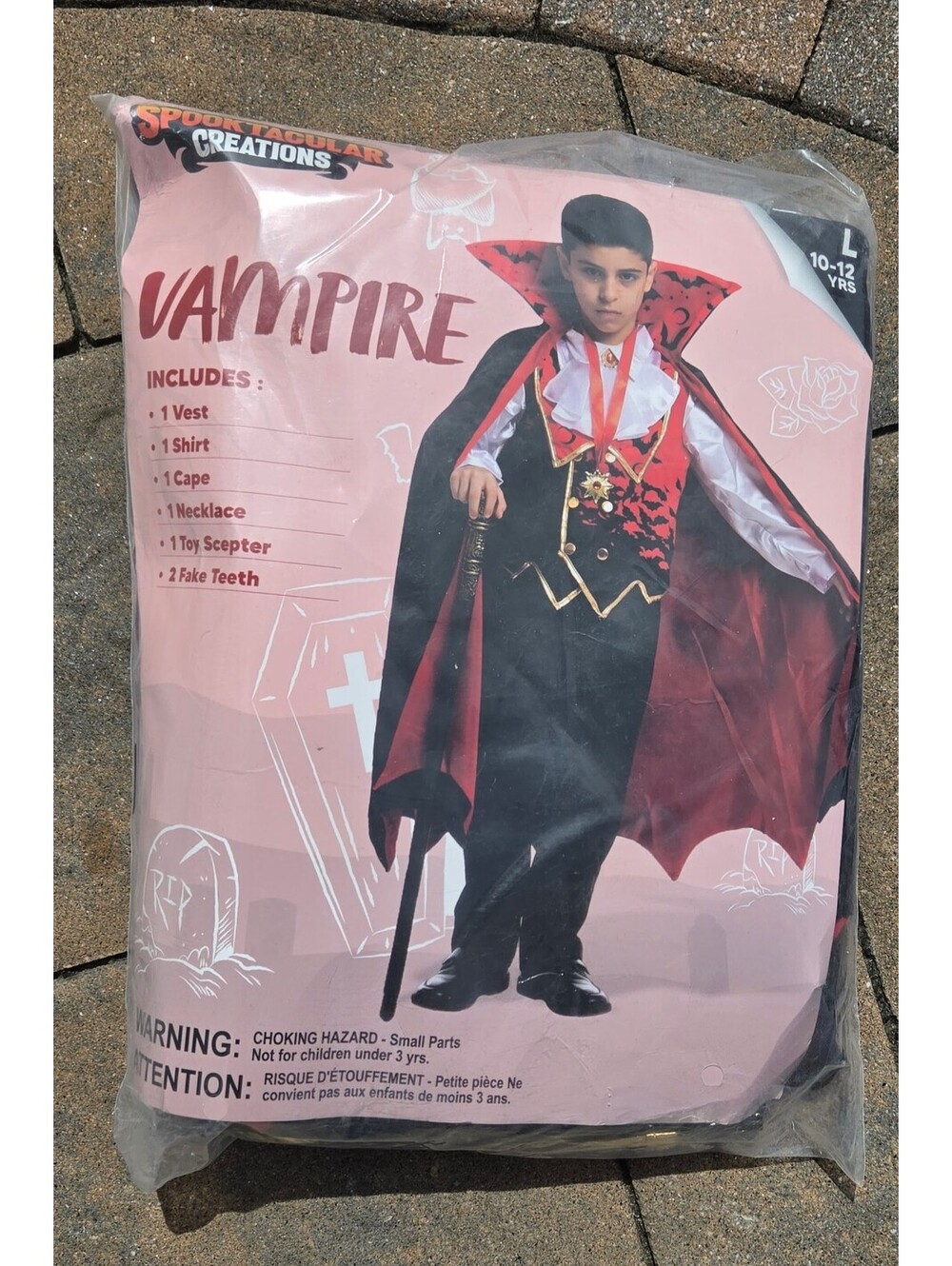 Spooktacular Creations Boys Vampire Halloween Costume Size Large 10-12 NIP
